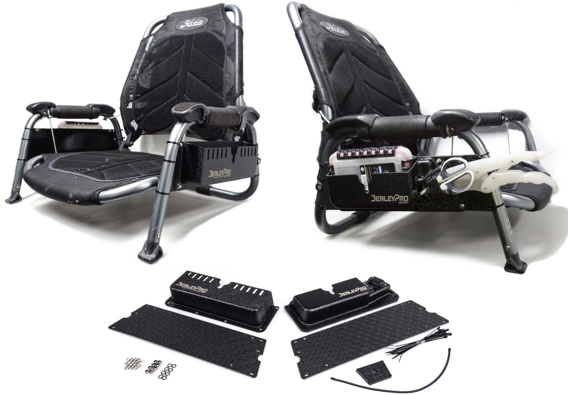 hobie pro angler tackle box BerleyPro Hobie Pro Angler Vantage Bro Side Seat Organizers (Complete Kit (Tool Holder on Right with Jig Bro on Left) x2 Adapters)