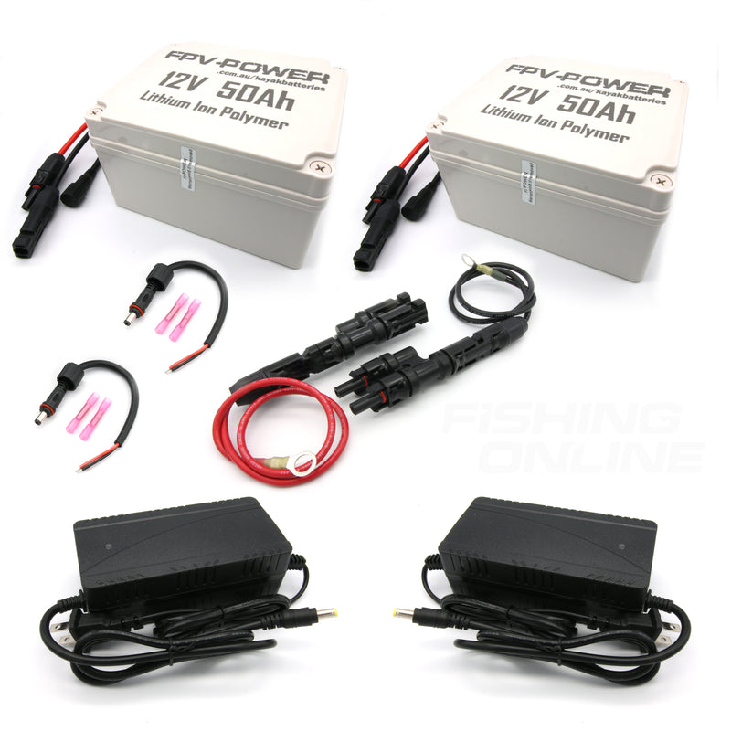 FPVPower 100ah 2x50Ah V3 Lithium Batteries in Parallel (2x 10ah Charg