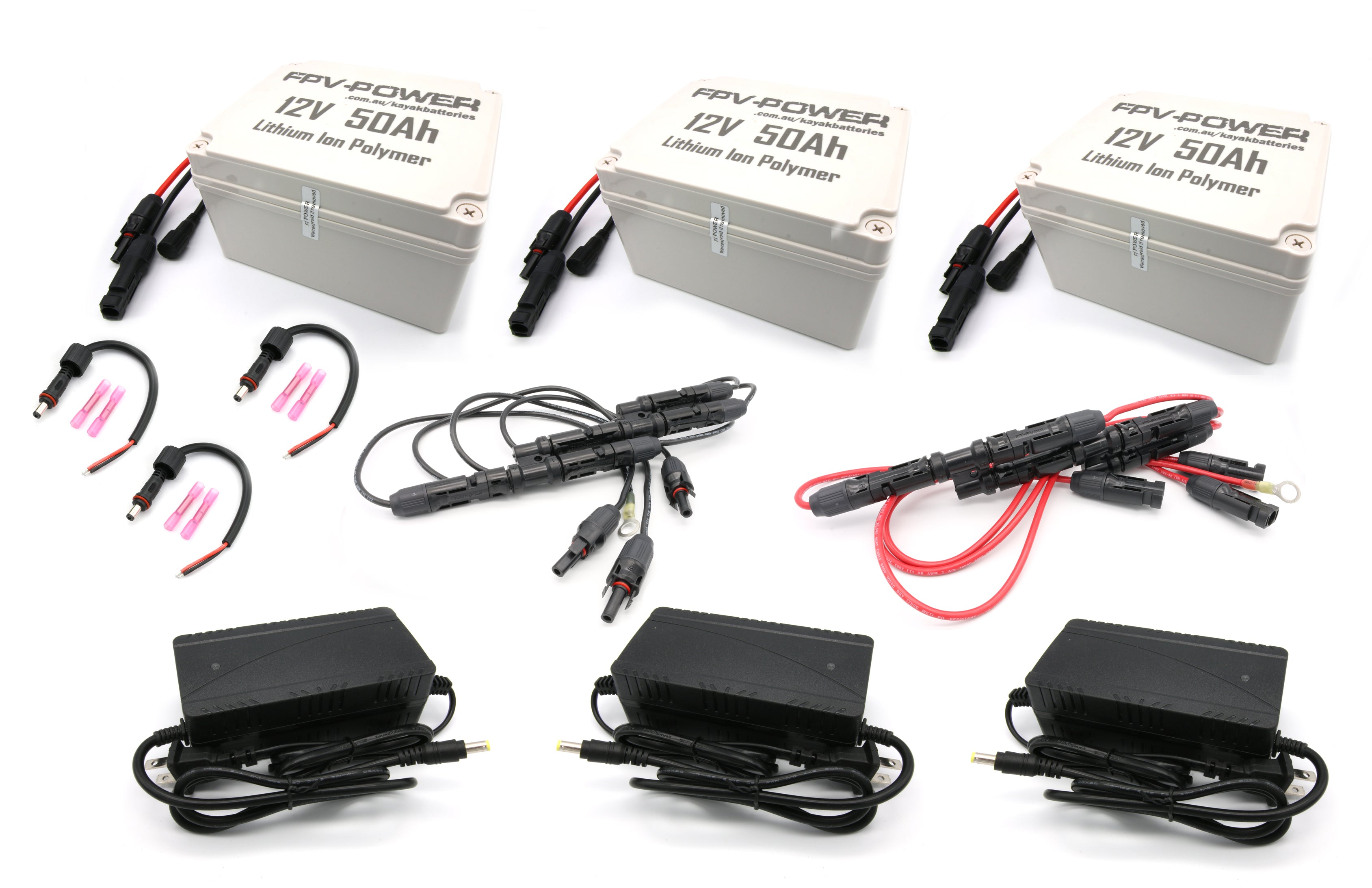 FPV-Power 150ah 3x50Ah V3 Lithium Batteries in Parallel (3x 10ah Charg FPV-Power 150ah 3x50Ah V3 Lithium Batteries in Parallel (3x 10ah Charg