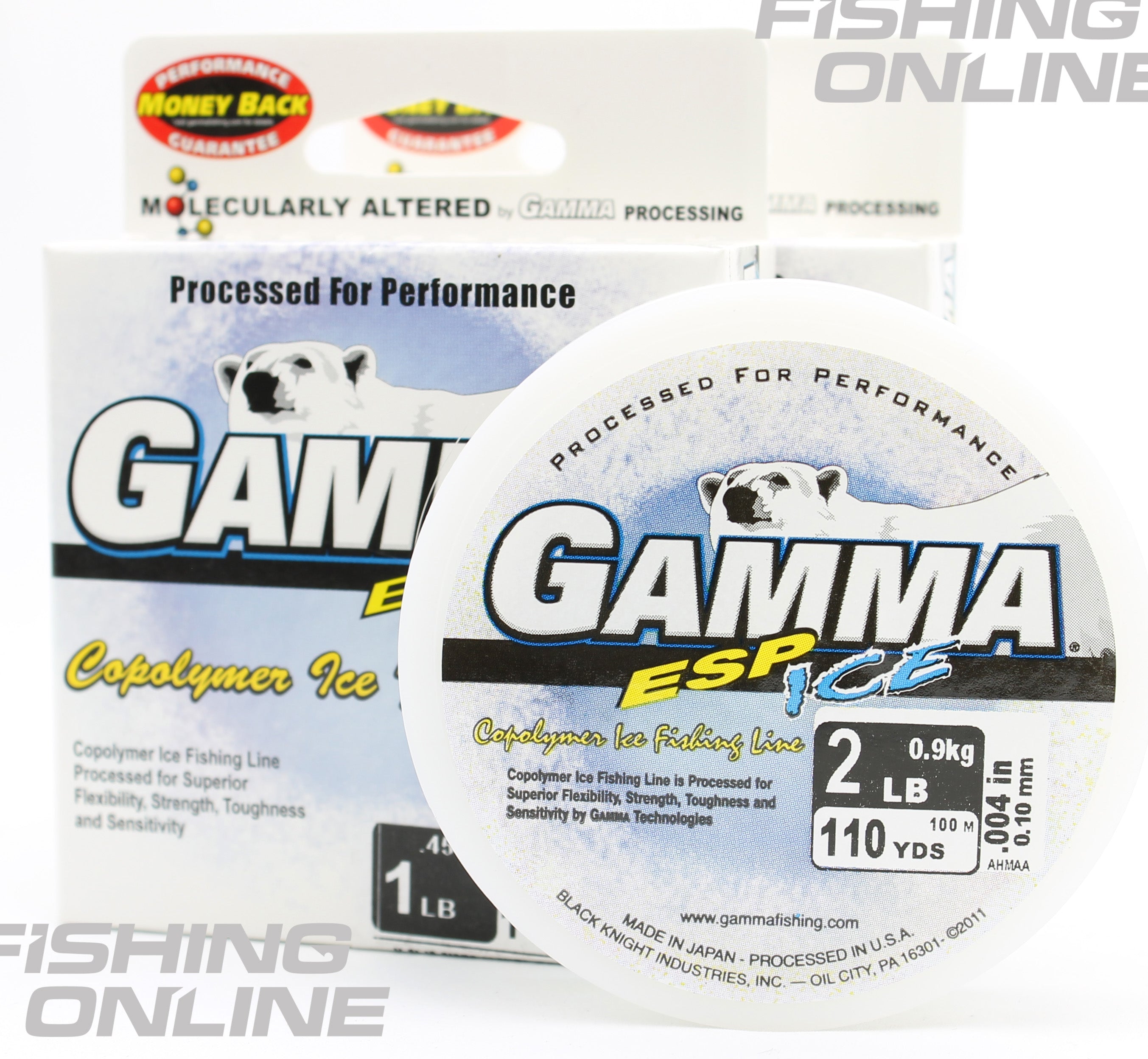 GAMMA Copolymer ESP Ice Fishing Line, Blue, 110yd, 2lb