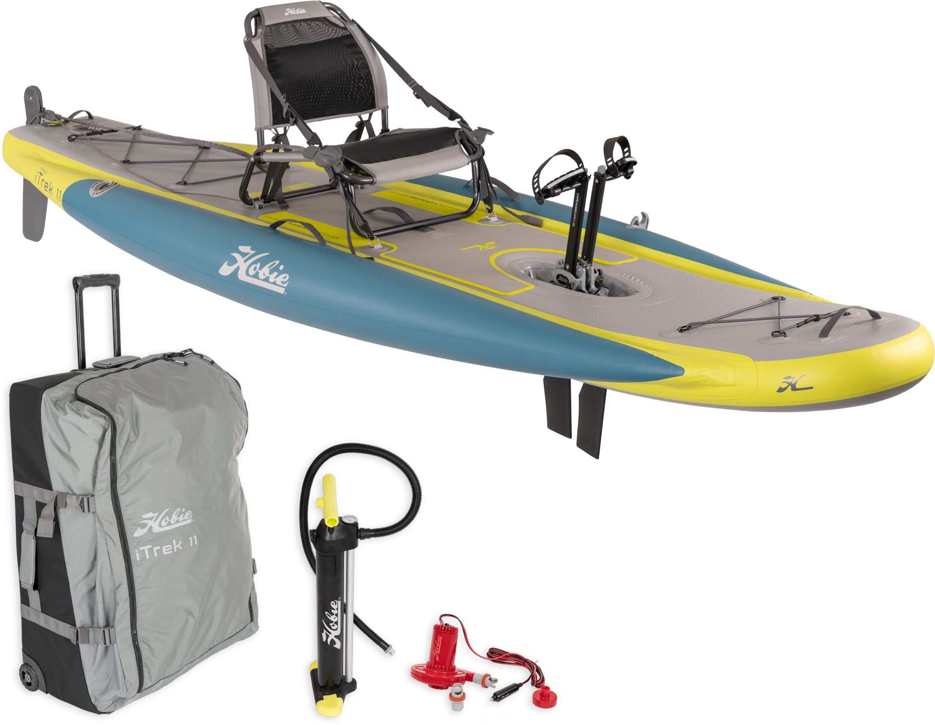 inflatable fishing kayak with pedals Hobie Mirage iTrek 11 Inflatable Pedal Kayak