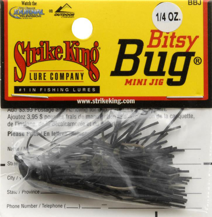 Strike King Bitsy Bug Mini Jig - Black - 1/4 oz