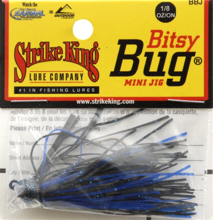 Strike King Lures Bitsy Bug Mini Jig, 1/8oz Black/Blue