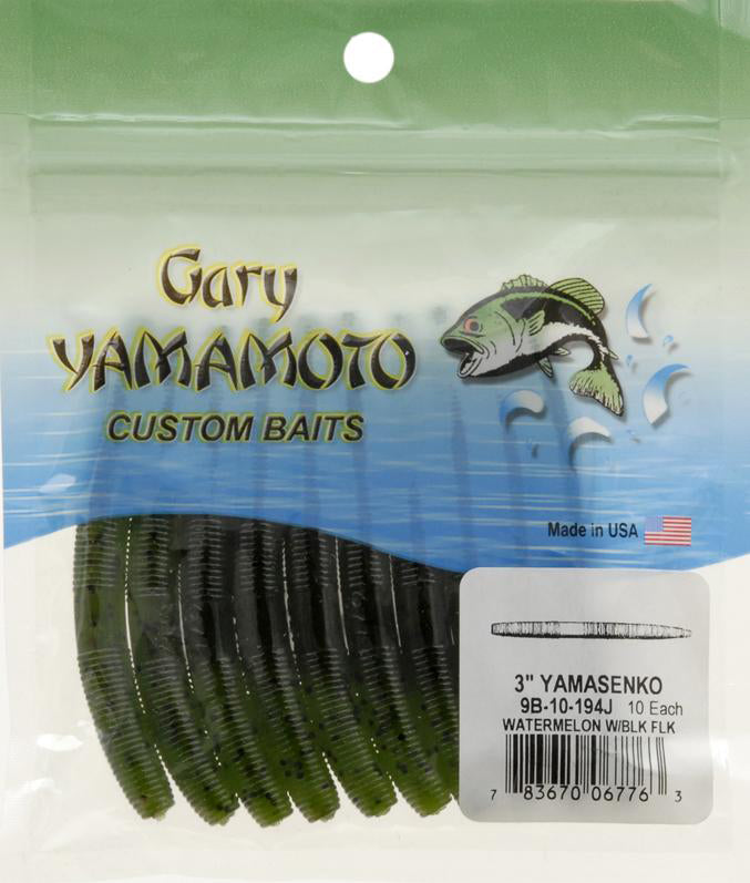 gary yamamoto senko 4 yamasenko 10 pr pk 9s-10-297 green pumpkin black  flake 