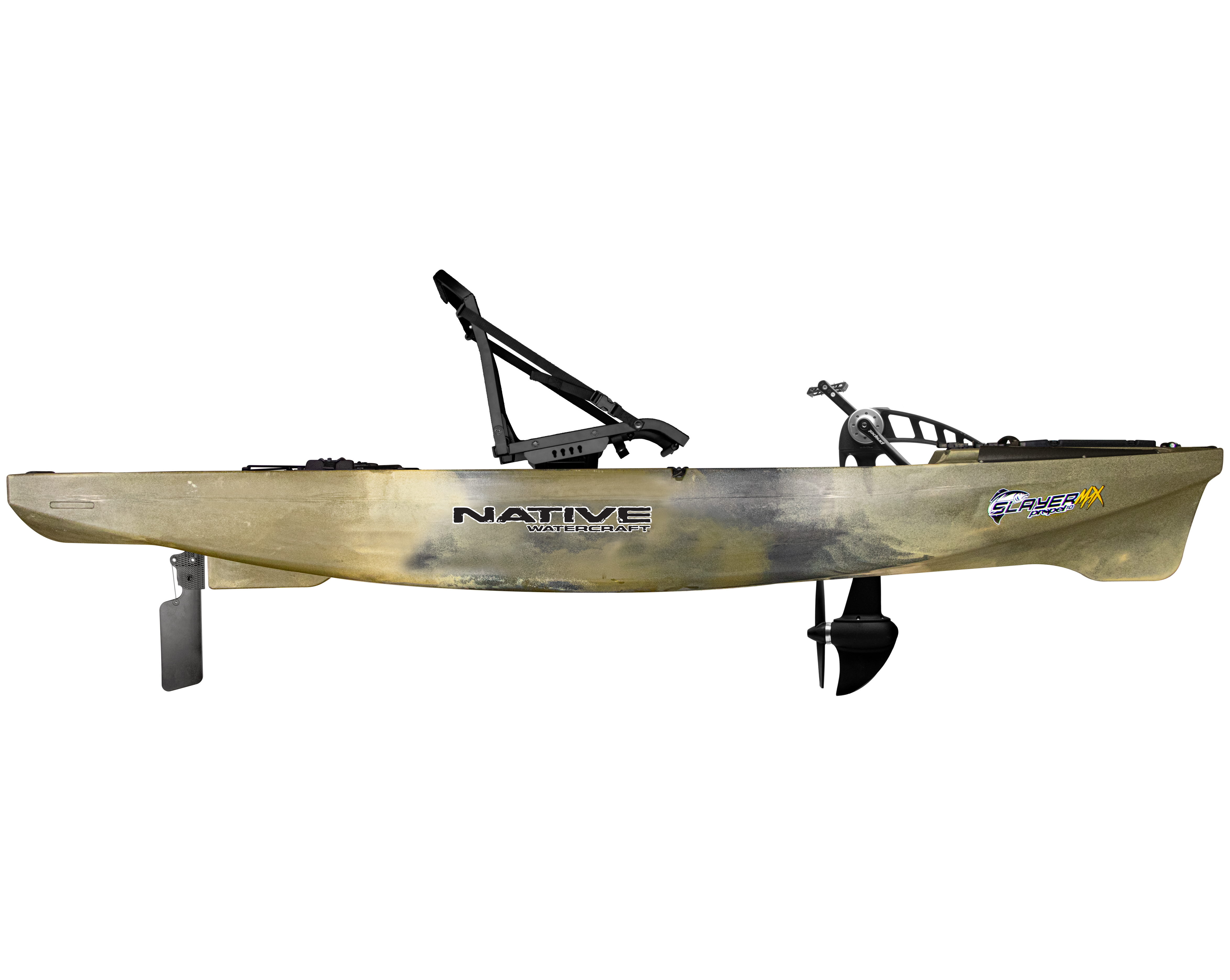 Native Watercraft Slayer Propel MAX 10 Fishing Kayak [Hidden Oak - Side View]