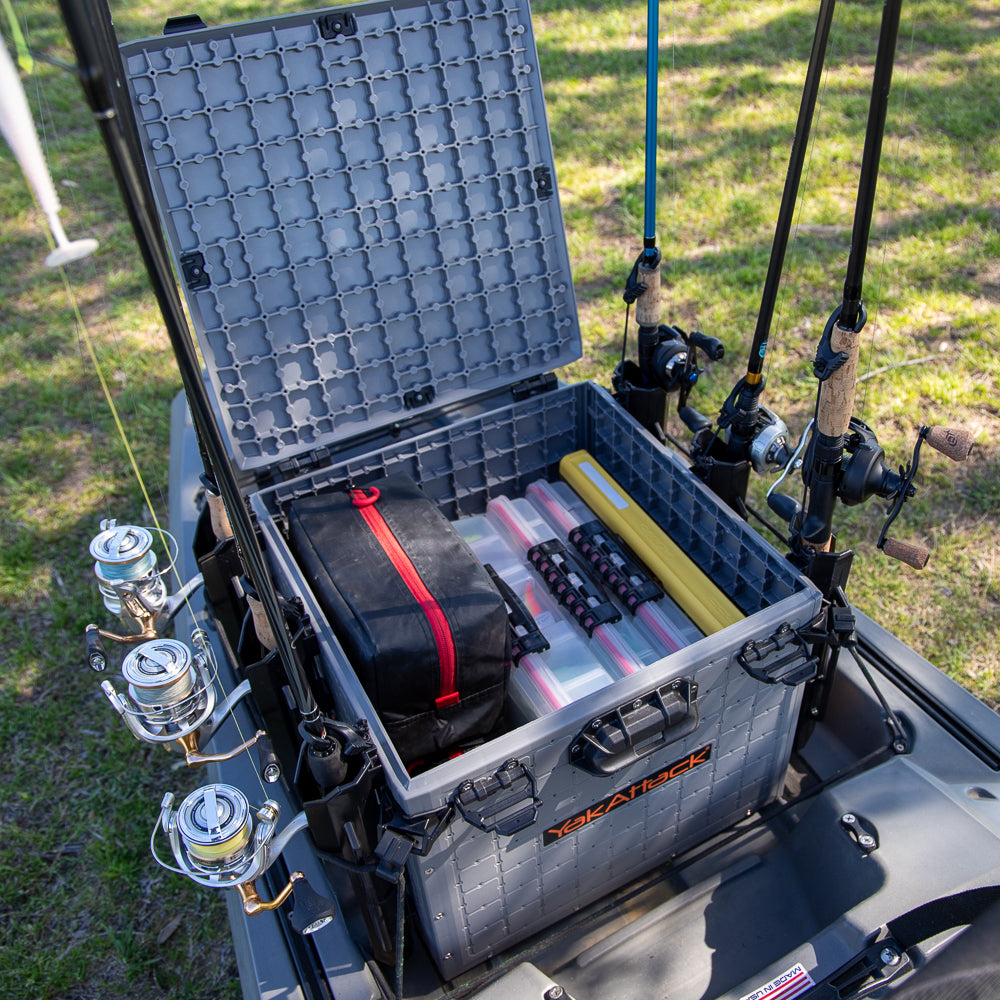 black box for fishing YakAttack BlackPak Pro Kayak Fishing Crate