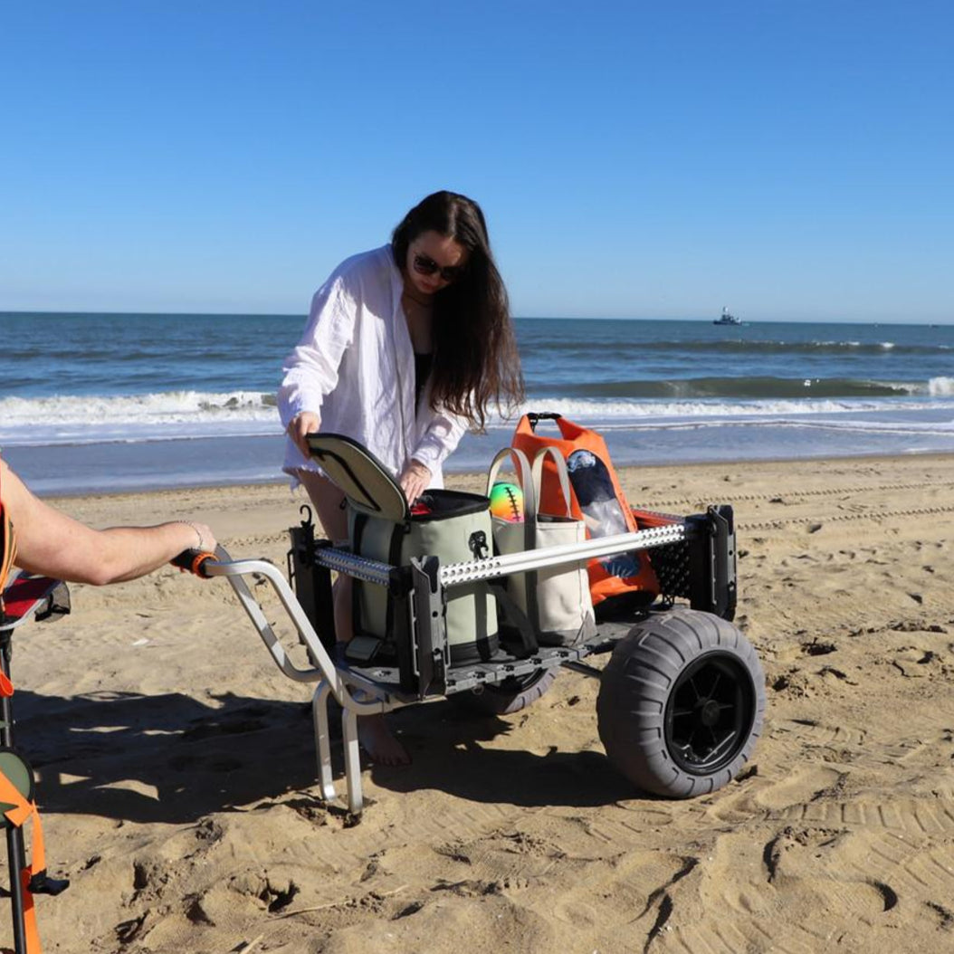 berkley fishing cart in sand YakAttack SandRig Surf Cart