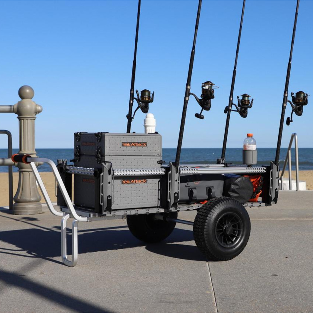 berkley fishing cart in sand YakAttack SandRig 20 In. x 36 In. Surf Cart with 16 In. Rubber Tires