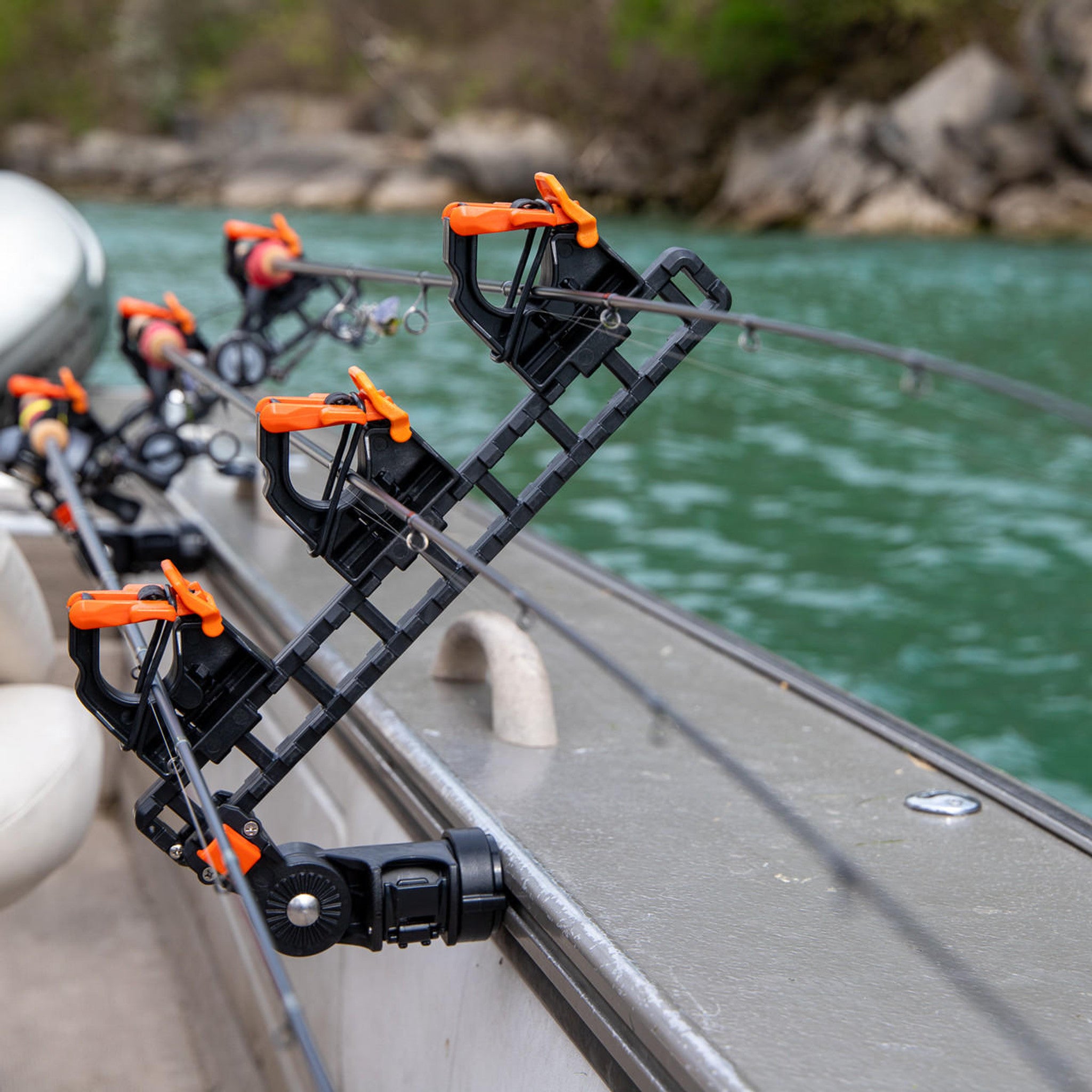 bronze side mount fishing rod holders YakAttack SideStage Rod Rack