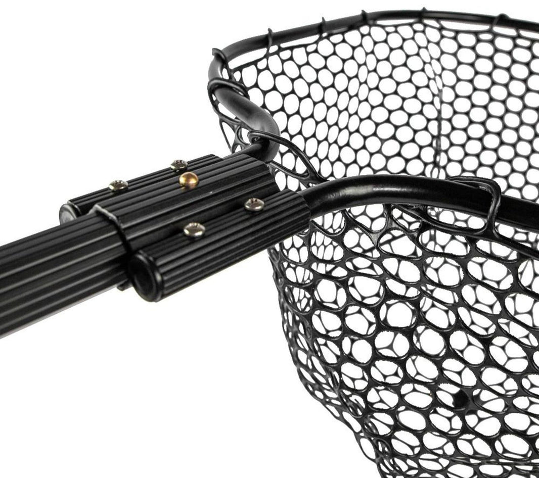 KOMCLUB Telescoping Fishing Net Foldable 1.1M 3 Sections Landing Net With Rubber Coated Mesh Fly