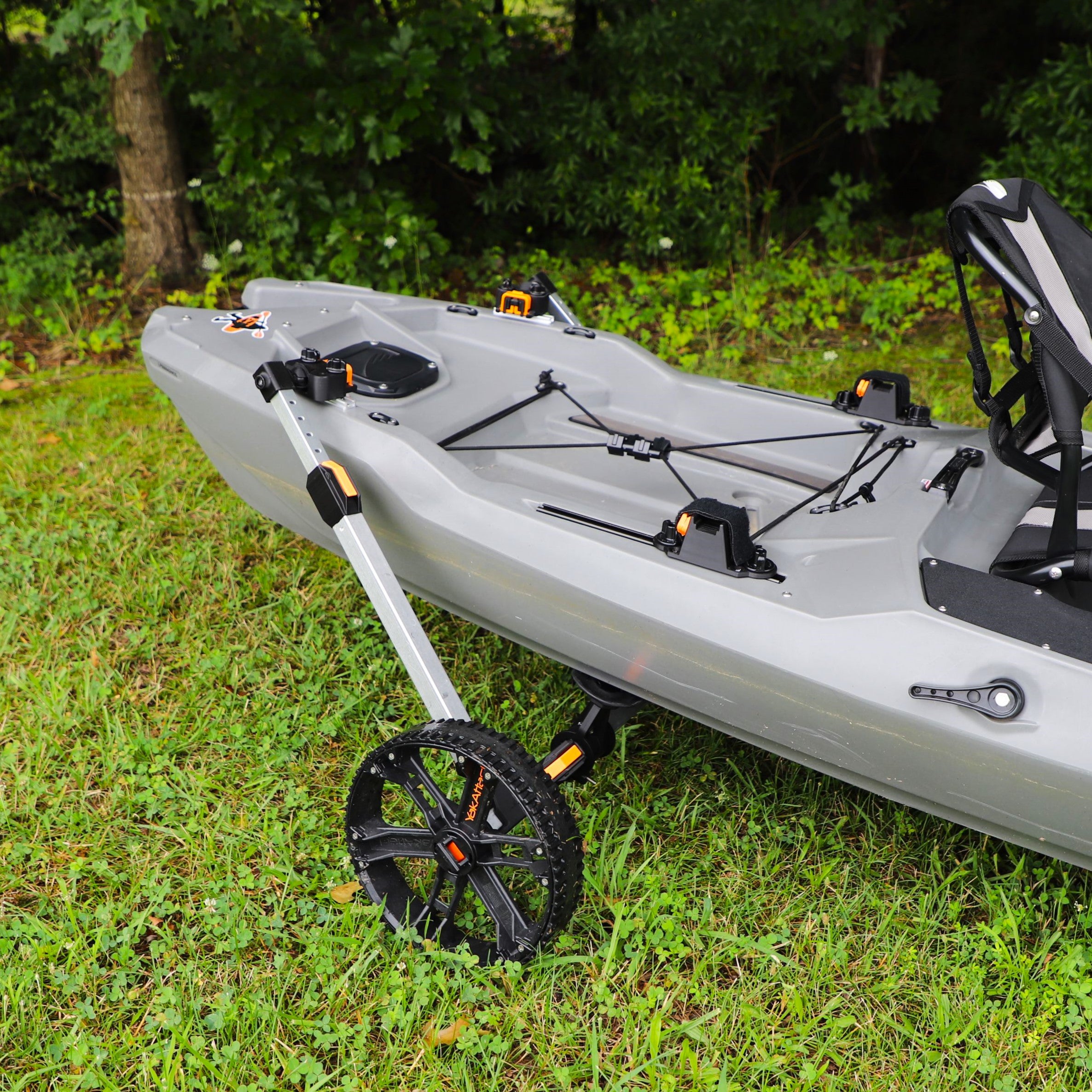 YakAttack TowNStow Wheelie Bar with BeadLoc Wheels – under kayak