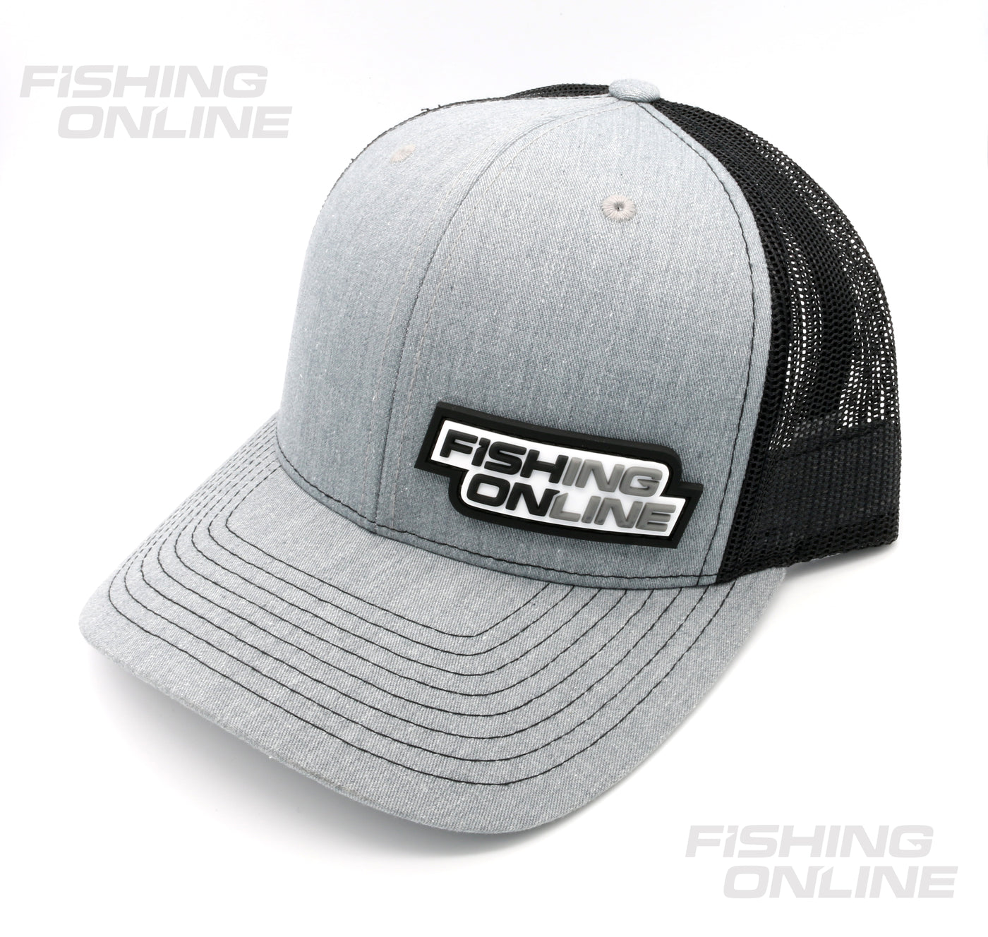 Fishing Online Trucker Hat Grey/Black (3D PVC Logo)