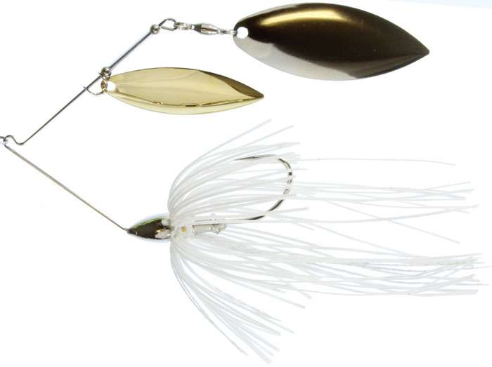 White Spinnerbait - Smooth Nickel Double Willow